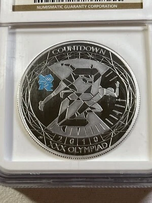 Gran Bretaña 2010 5 libras plata Piedfort clasificación olímpica PR 70 DCAM por NGC Foto 1 de 4