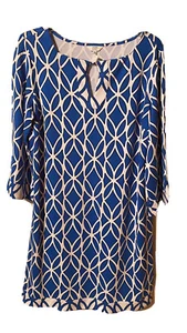 Crown and Ivy Blue Long Bell Sleeve Dress Shift Size Sz M Medium SB2 - Picture 1 of 4