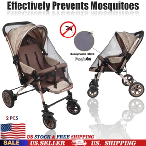 2 Pack Mosquito Net for Strollers Universal Baby Bug Net Protection Insect Cover - Picture 1 of 7