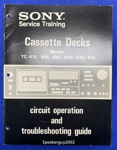 Original Sony Circuit Operation & Troubleshooting Guide TS-K75 K65 K55 K45 K35 - Picture 1 of 1