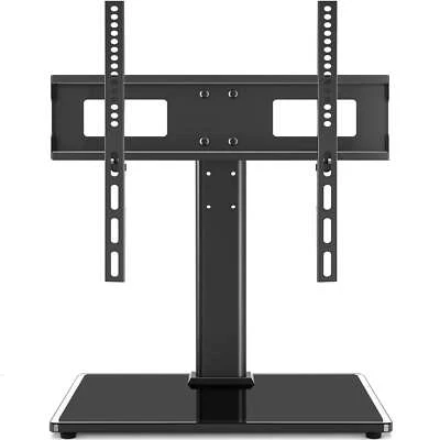 Modern Tabletop TV Stand Base with Mount for 27-60 inch Flat Screen TVs, Black - Image 1 of 4