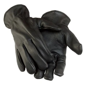 Women's Black Deerskin Leather Gloves Lined, Medium - Picture 1 of 3