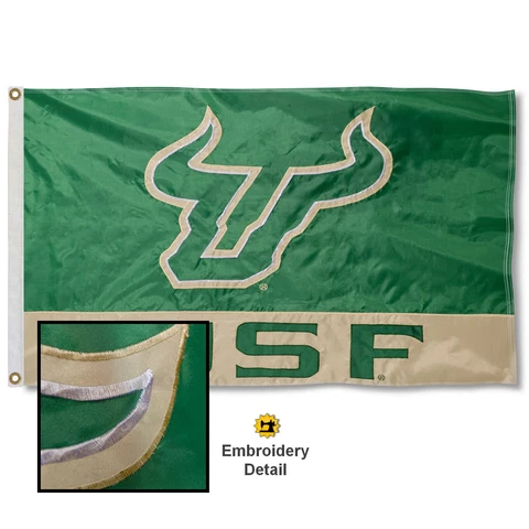 University of South Florida Embroidered and Appliqued Nylon Flag Cover