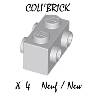 Lego 52107 - 4x Brique / Brick Modified 1x2 w. 2 studs- Light bluish gray - Neuf - Imagen 1 de 1