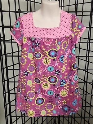 J Khaki JK Top Tunic Purple Pink Floral Polka Dot Shirt Girl's Sz Small NWOT - Image 1 of 4