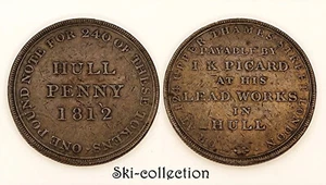 1 One Penny Token 1812. HULL LEAD WORKS. Grande Bretagne. Bronze - Picture 1 of 1