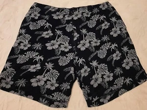 Pantalones cortos caribeños talla 44 negro y gris diseño tropical, 3 bolsillos  - Imagen 1 de 7