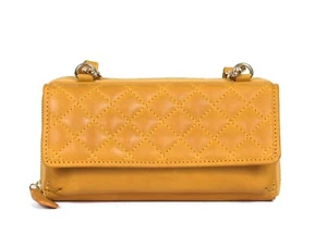 Diamond Quilted leather clutch purse - Mustard - Picture 1 of 1