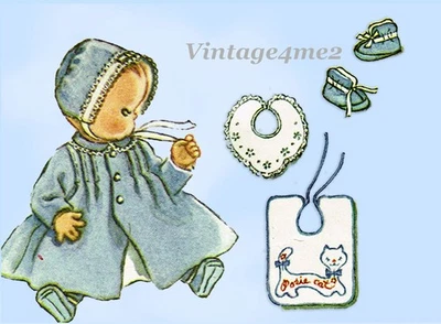 1960s Vintage McCalls Sewing Pattern 6214 Cute Baby Layette w Booties Dresses - Image 1 of 4