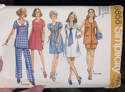  Vintage 1970. Simplicity Sewing Pattern 8855 Size 12 Maternity Cut Complete  - Image 1 of 3