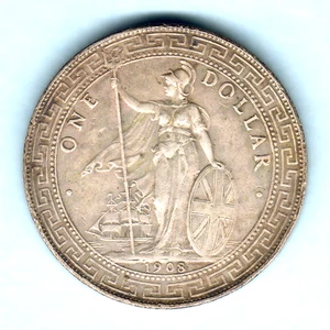 Great Britain. 1908-B Trade Dollar.. VF/gVF - Picture 1 of 2