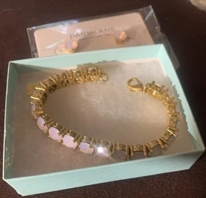 Park Lane Impression Bracelet & Earrings Iridescent Pink Gold Tone AB - Picture 1 of 13