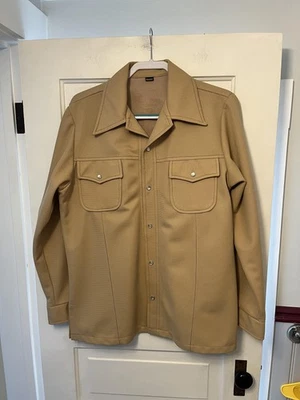 Vintage Farah Jacket Mens Large Tan Western Pearl Snap Shirt Thick 70s 80s Style - Image 1 of 4