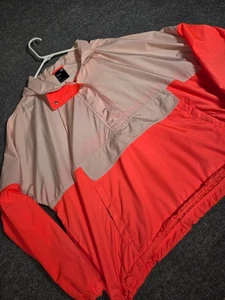 GapFit XL Windbreaker Jacket Coral Pink Colorblock Half Zip Pullover Lightweight - Picture 1 of 9