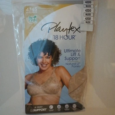 Sujetador Playtex para mujer 18 horas Ultimate Lift and Support sin aros talla 42DD nude Foto 1 de 4