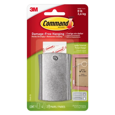Command Jumbo Universal Picture Hanger [Extraíble]: Paquete de 1 (Plateado) Foto 1 de 4