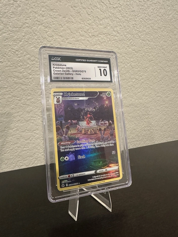  CGC Gem Mint 10 Kricketune GG02/GG70 Pokémon Crown Zenith Galarian Gallery - Image 1 of 2