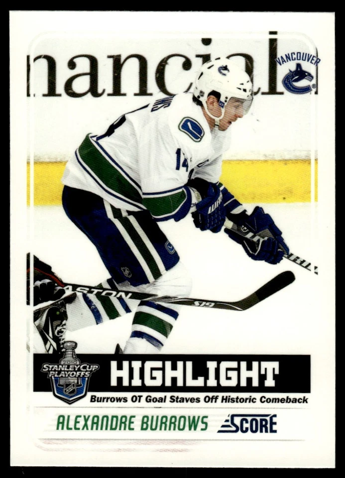 2011-12 Score Glossy Alexandre Burrows Vancouver Canucks #491 - Image 1 of 2