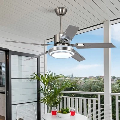 Ceiling Fan Light 42'' 5 Stainless Steel Blades LED Fan Lamp w/ Remote Control - Image 1 of 4