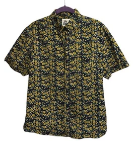 Kennington Button Down Shirt Men Sz Medium Purple Colorful Floral Short Sleeve - Picture 1 of 9