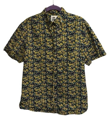 Kennington Button Down Shirt Men Sz Medium Purple Colorful Floral Short Sleeve - Image 1 of 4