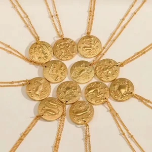 Chic Twelve Constellations Coin Necklace for Fashion forward Individuals - Picture 1 of 24