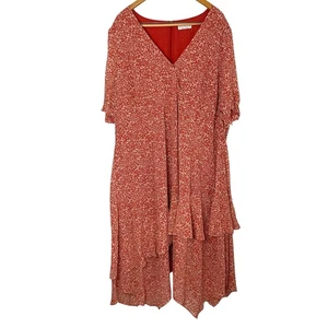 Estelle Ditzy Blumen Lagenlook Midikleid Größe 4X Orange Neu ohne Etikett Prairie Cottagecore - Bild 1 von 11