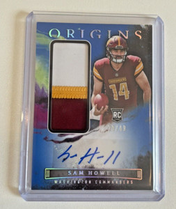 Sam Howell 2022 Panini Origins /49 RPA RC Rookie Patch Auto Tri Color Commanders