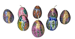Millefiori Wax Egg Shaped Candles 1980s Vintage  2 ¼”. Set of 8 - Picture 1 of 10