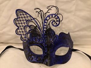 Masquerade Mardi Gras Butterfly Mask Navy with Ties New Without Tags
