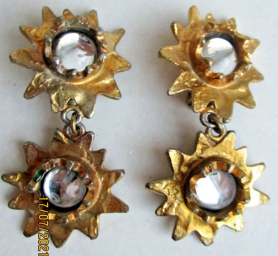 Anciennes boucles d'oreilles BICHE DE BERE moderniste antique jewelry earrings - Photo 1/4
