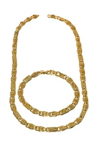   Set Magnetschmuck Edelstahl Halskette+Armkette Vergoldet ähnlich Königskette - Bild 1 von 1