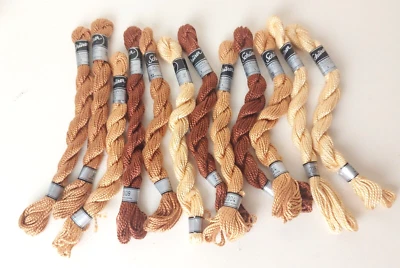 Schurer Perlgarn Number 3 100% Cotton Thread Germany Lot of 12 Skeins Browns - Image 1 of 2