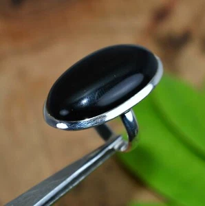 Anillo De Plata Esterlina 925 Hecho A Mano De Ónix Negro Todas Las Tallas BO-99 - Imagen 1 de 4