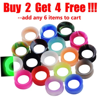 2pcs Thin Silicone Ear Skin Ear Tunnels Plugs Gauges Earskin Earlets Flesh Gauge - Image 1 of 4