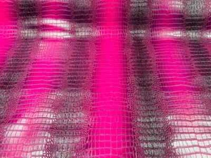 Crocodile Print Vinyl Fabric - Magenta - 54" Width Faux Leather Sold By Yard - Picture 1 of 3