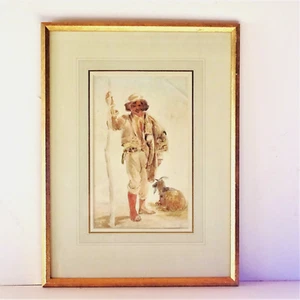 Charles Walter Simpson art original watercolour painting native shepherd framed - Picture 1 of 7