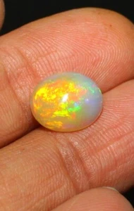 Opal Edelstein, ovaler Opal Cabochon, loser äthiopischer Opal, Naturopal 12x10 mm - Bild 1 von 3