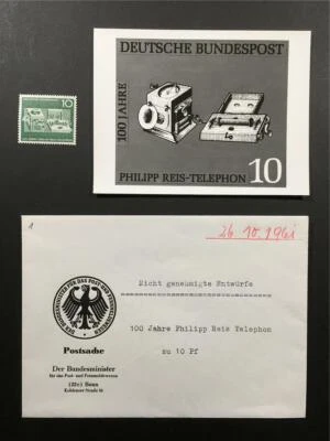 ALEMANIA FOTO-ENSAYO 1961 373 TELÉFONO PHILIPP REIS PRUEBA DE BORRADOR ¡RARO!!! e1082 Foto 1 de 3