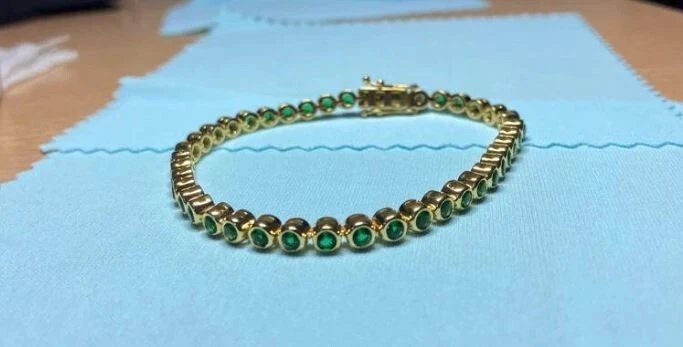 Pulsera de tenis de esmeralda Pulsera hecha a mano de plata de ley 925 Para hombre o mujer Foto 1 de 4