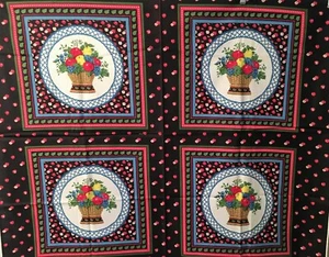 Apple Fruit Basket Fabric Pillow Panel Quilt Squares Cotton Rare OOP Springs - Picture 1 of 6