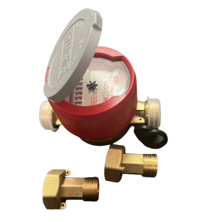 CONTATORE X ACQUA CALDA DA 1/2 ASCIUTTO C/COPERCHIO E RACCORDI OTTONE GIOANOLA - Immagine 1 di 1