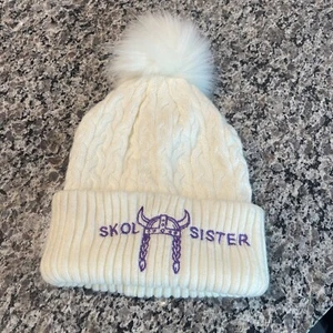 Vikings Ivory Knit Winter Hat •Skol Sister• - Picture 1 of 3
