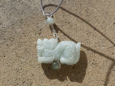 Zodiaco Cinese, Drago In Giada, Pendente In Argento, Giadeite, Segno Astrologico - Immagine 1 di 4