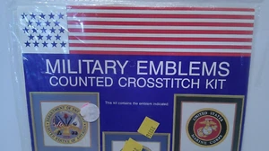 Vintage Army Counted Cross Stitch Kit Military Emblems By Needles 'n Hoops 547 - Picture 1 of 8