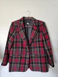 Vintage requirements womens red plaid blazer with shoulder pads sz. 14 L/XL - Picture 1 of 6