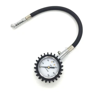 Car Tyre Pressure Gauge Motorbike Van Accurate 60psi Air Bleed 360 Chuck + Caps - Picture 1 of 6