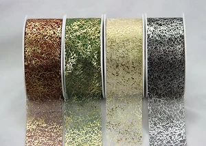 20m Roll Festive Christmas Metallic Organza 38mm Ribbon Great for Gift Wrapping - Picture 1 of 9