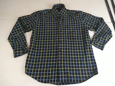 Alan Flosser Button Down Shirt Men M Black Brilliant Plaid Long Sleeve Business Foto 1 de 4