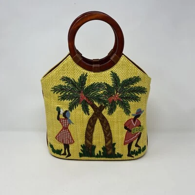 Bolso de Mano Isabella Fiore De Colección "RARO" Isla Tropical Adornado Apliques Bolso Cubo Foto 1 de 4